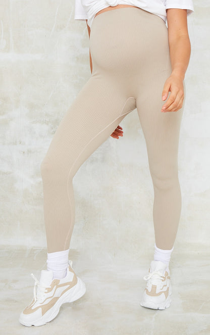 Next Day Delivery Before 10pm Maternity Stone Contour Rib Leggings