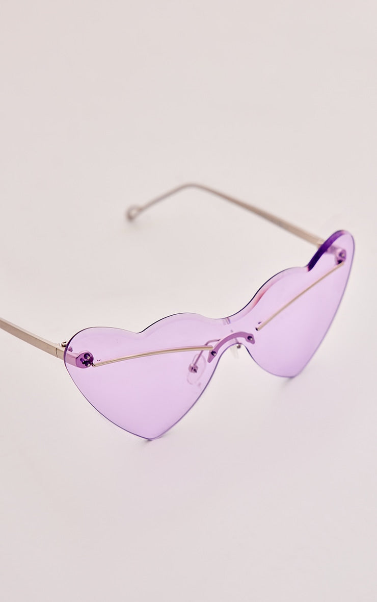 Next Day Delivery Before 10PM Purple Wave Heart Lens Sunglasses