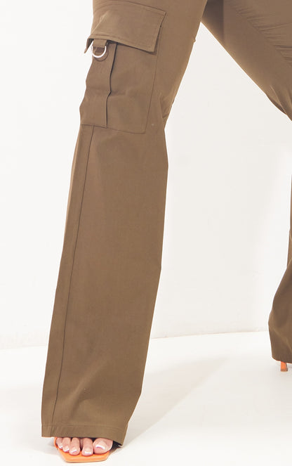 Next Day Delivery Before 10 pm  Shape Stone Buckle Detail Cargo Wide Leg Trousers