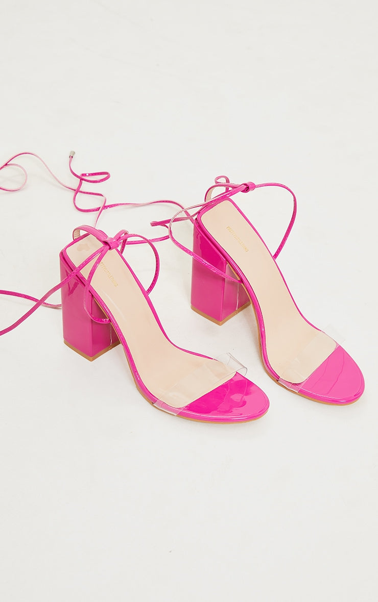 Next Day Delivery Before 10 PM Pink Wide Fit Block Heel Ankle Tie Strappy Sandal: Step out in Style