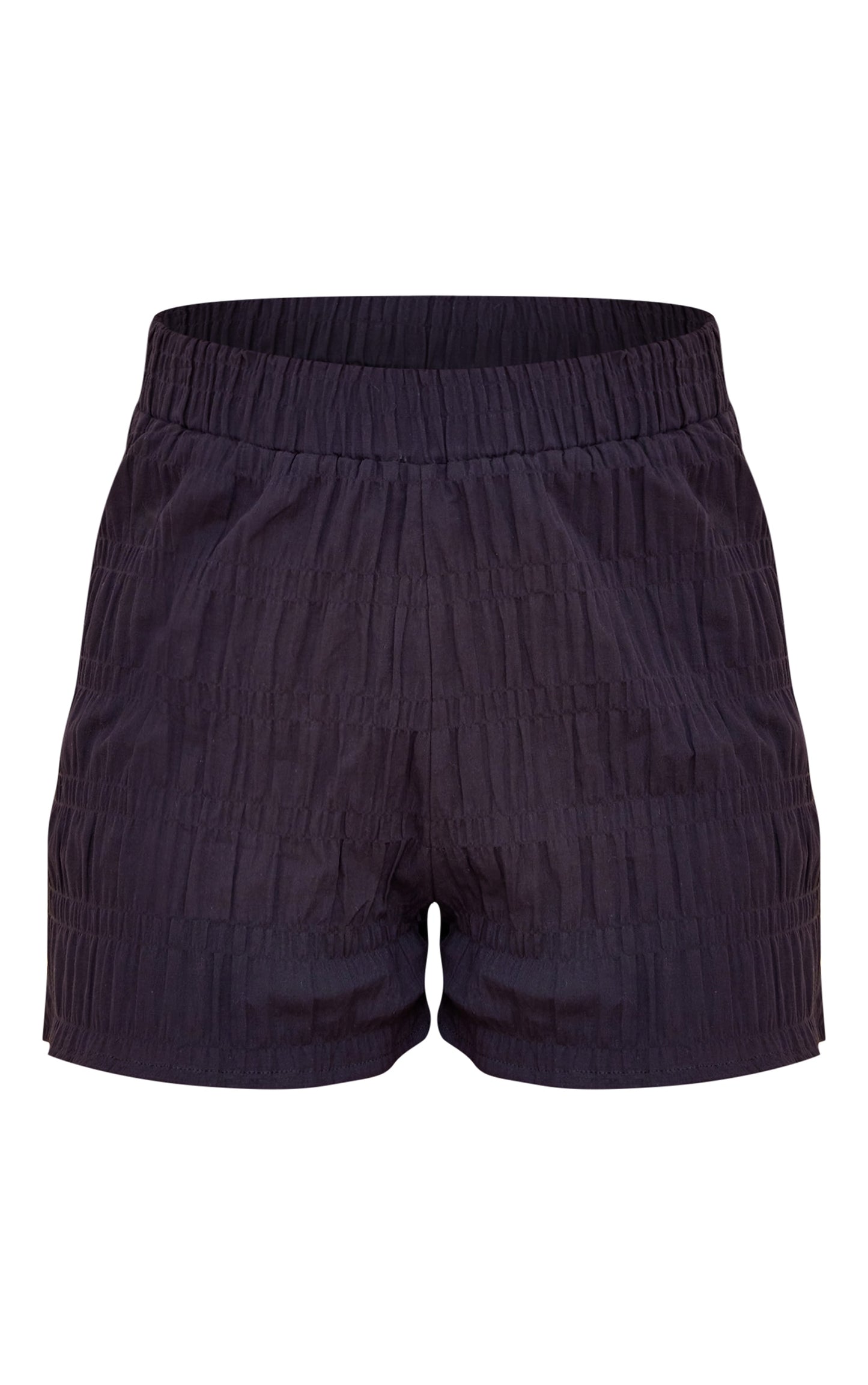 Next Day Delivery Before 10 PM Black Textured Ruched Cotton Floaty Hot Pants