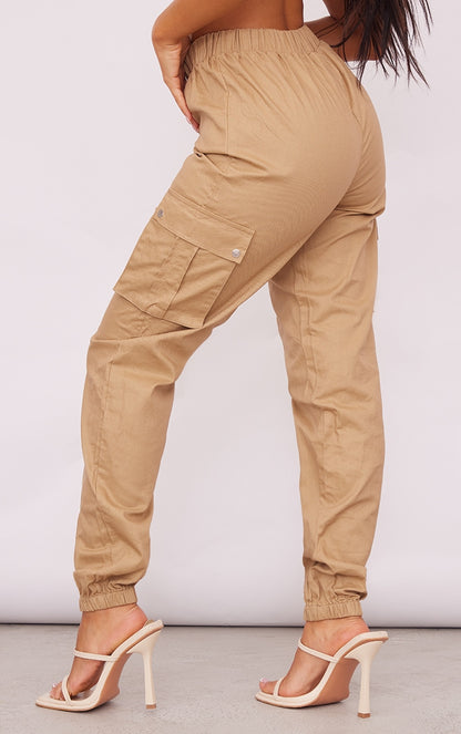 Next Day Delivery Before 10 pm  PETITE Khaki Cargo Trousers with Stylish Pocket Detail