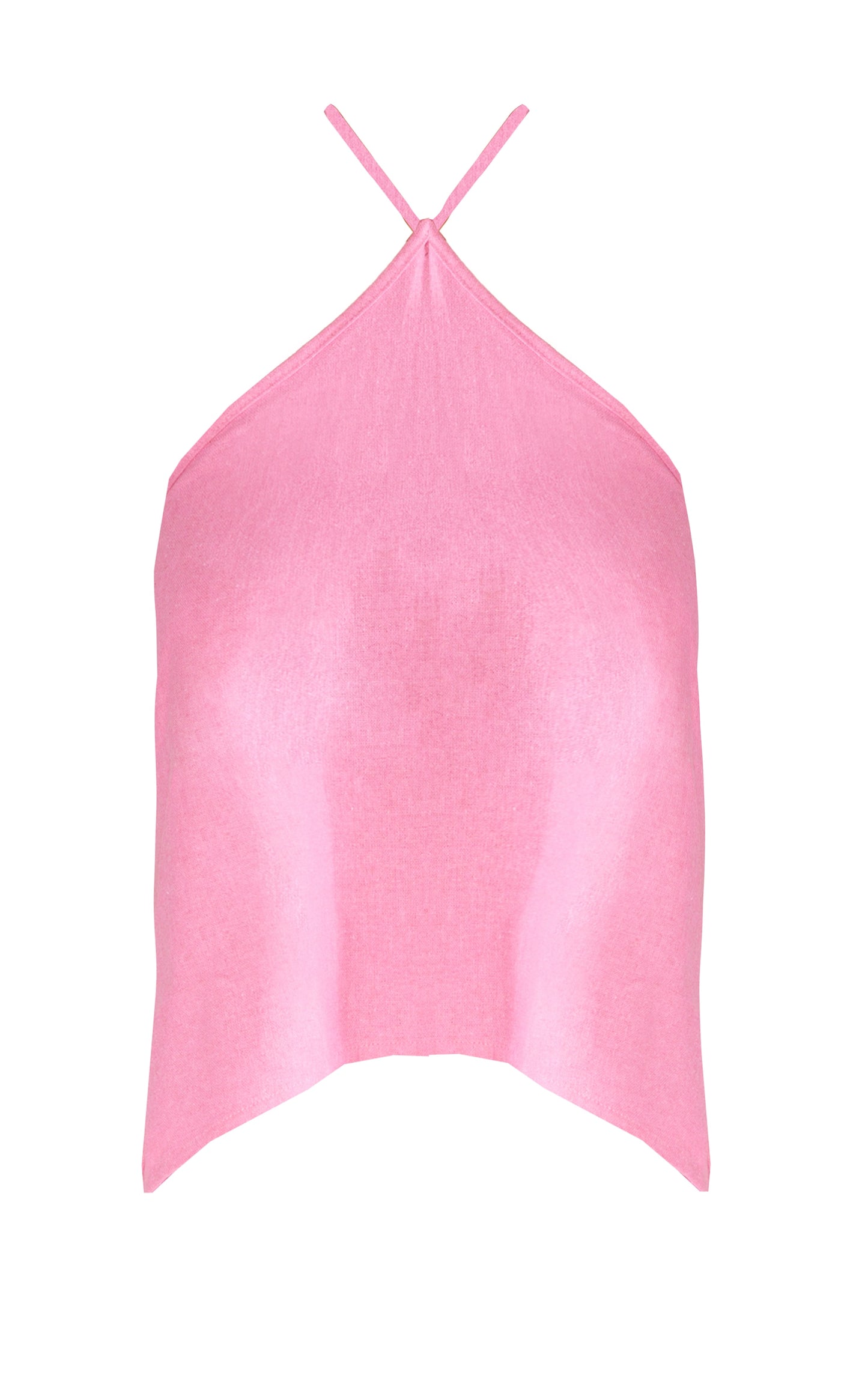 Next Day Delivery Before 10pm Dark Pink Premium Linen Look Halter Crop Top