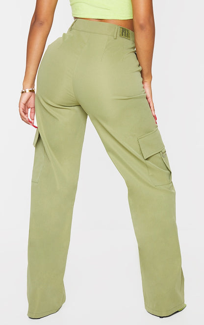 Next Day Delivery Before 10 pm  Shape Stone Buckle Detail Cargo Wide Leg Trousers