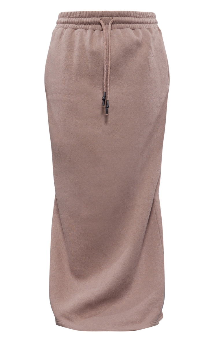 Taupe Sweat Drawstring Midi Skirt Next Day Delivery Before 10 pm