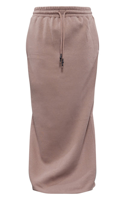 Taupe Sweat Drawstring Midi Skirt Next Day Delivery Before 10 pm