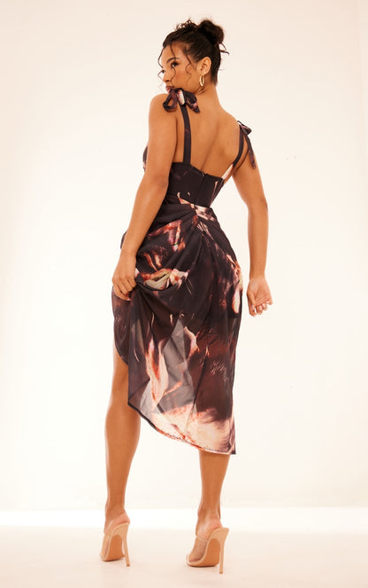 Next Day Delivery Before 10 pm Black Underwire Detail Draped Midi Dress