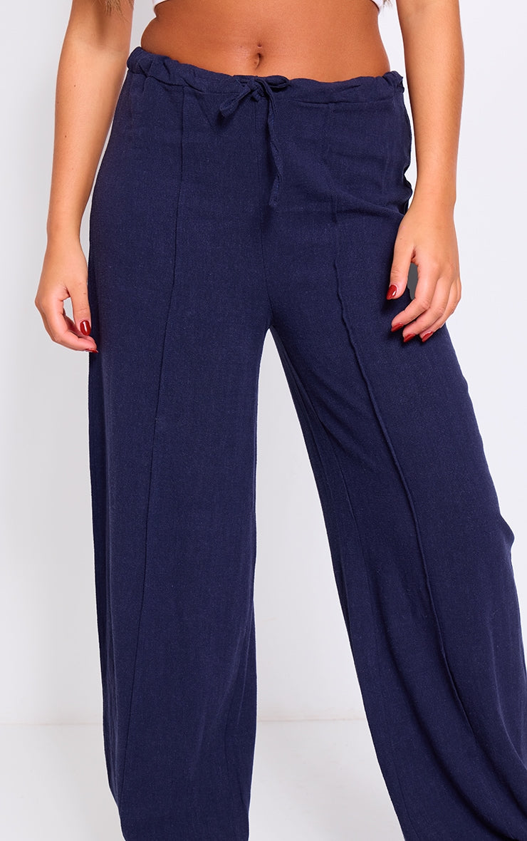 Next Day Delivery Before 10 pm Chic: Oatmeal Linen Look Pintuck Slouchy Trousers