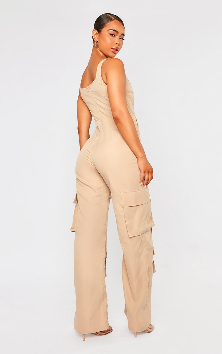 Next Day Delivery Before 10 PM Stone Corset Utility Jumpsuit: Stay Chic and Powerful