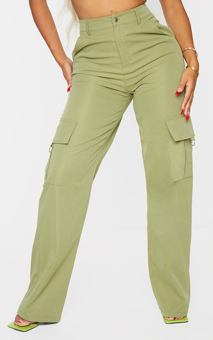 Next Day Delivery Before 10 pm  Shape Stone Buckle Detail Cargo Wide Leg Trousers