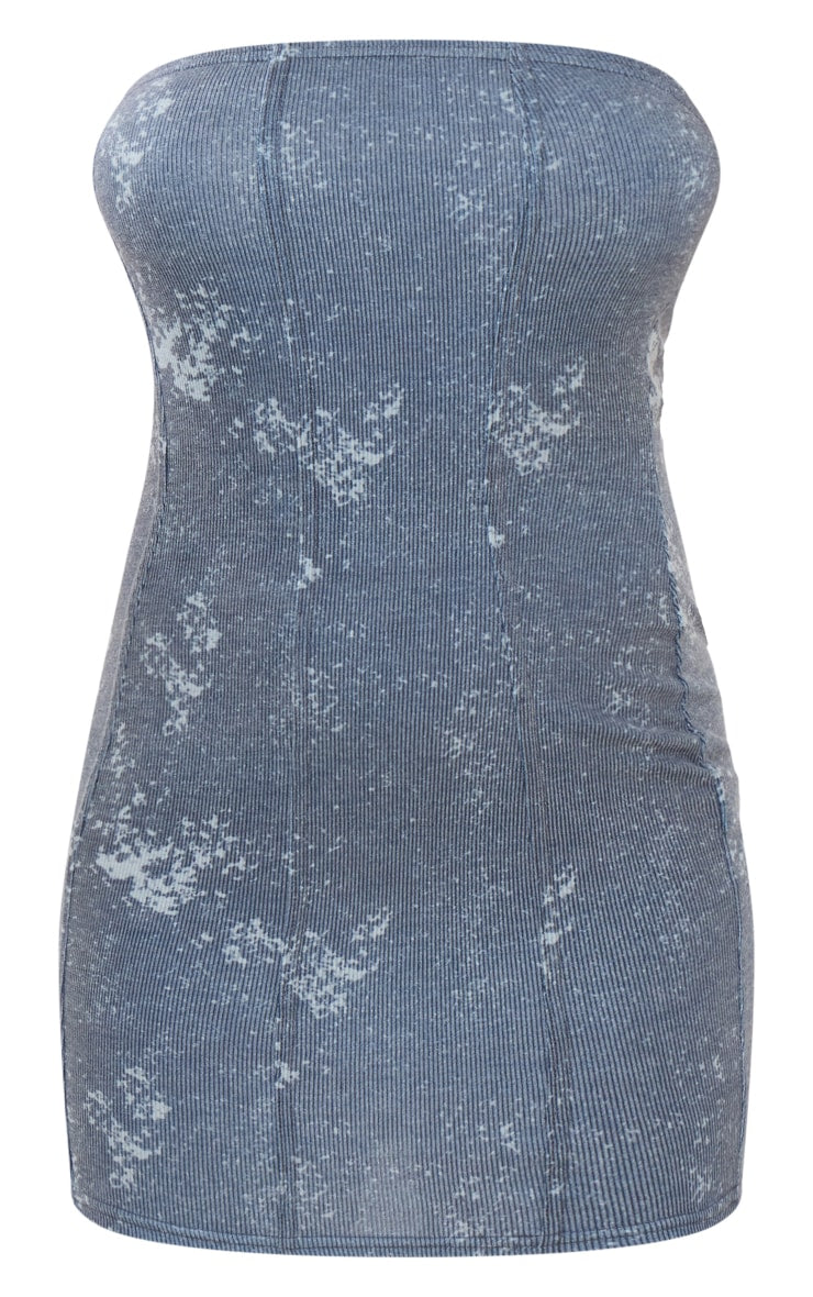 Next Day Delivery Before 10 PM Blue Washed Bandeau Binding Detail Mini Dress