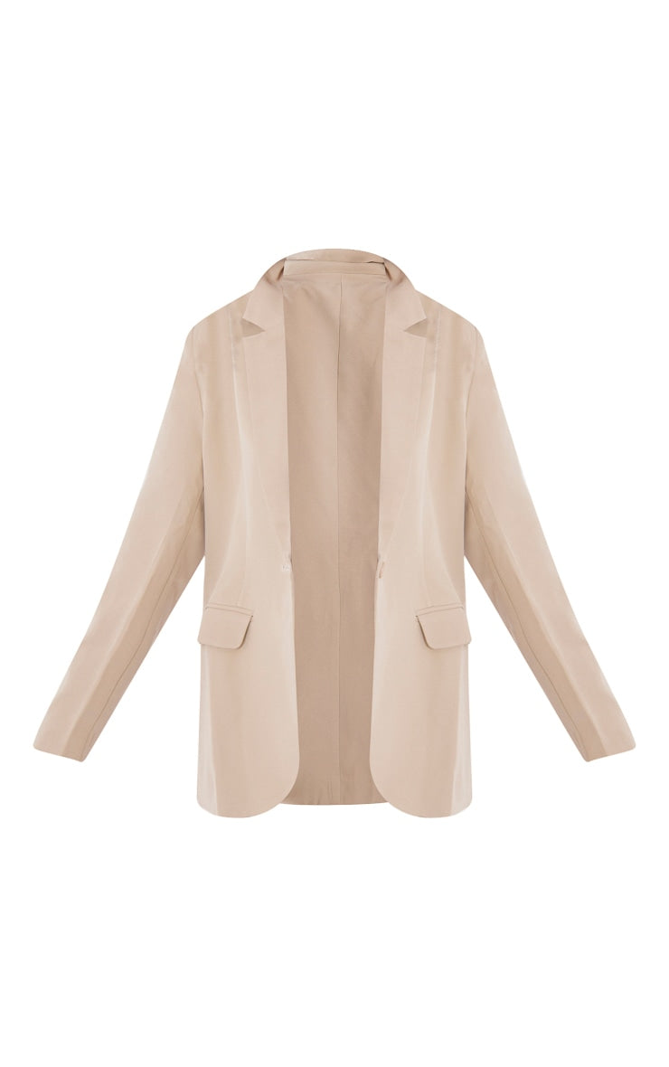 Next Day Delivery Before 10 PM Stone Oversized Blazer with Shoulder Pads