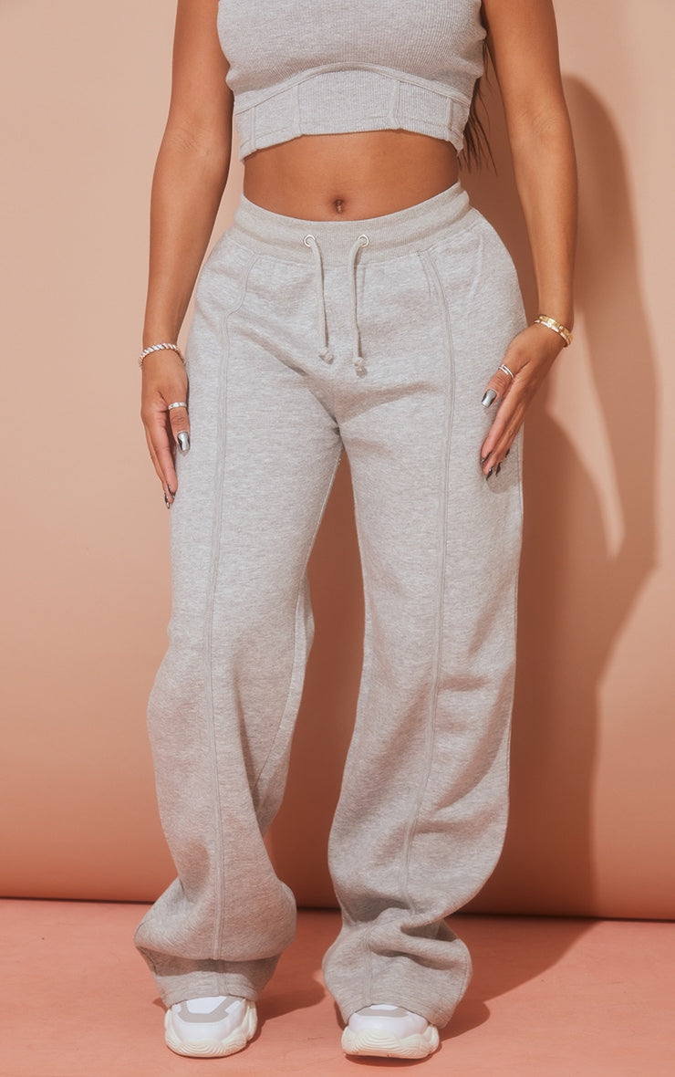 Shape Grey Marl Binded High Waist Wide Leg Joggers Next Day Delivery Before 10 pm