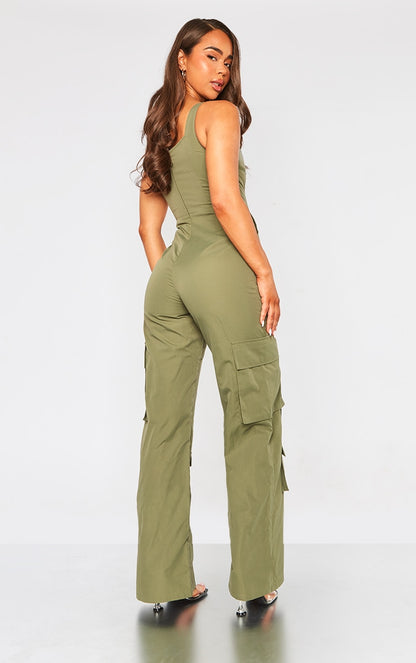 Next Day Delivery Before 10 PM Stone Corset Utility Jumpsuit: Stay Chic and Powerful