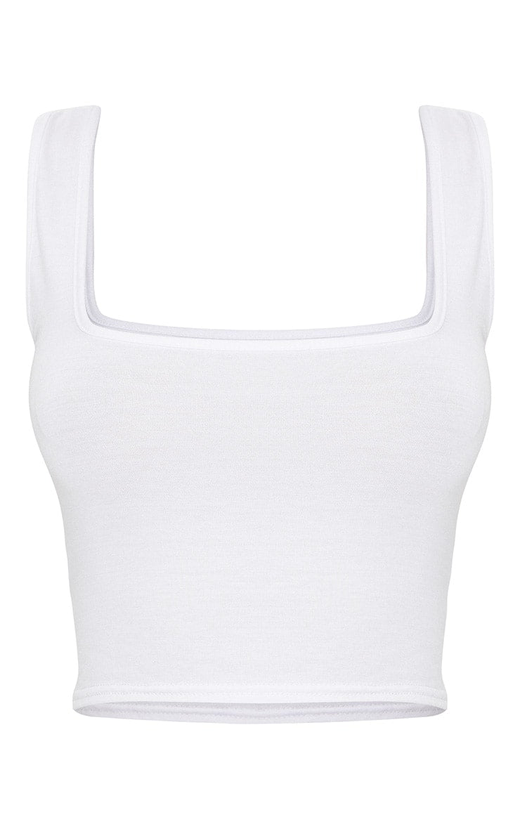 Next Day Delivery Before 10 PM Essential White Square Neck Crop Vest