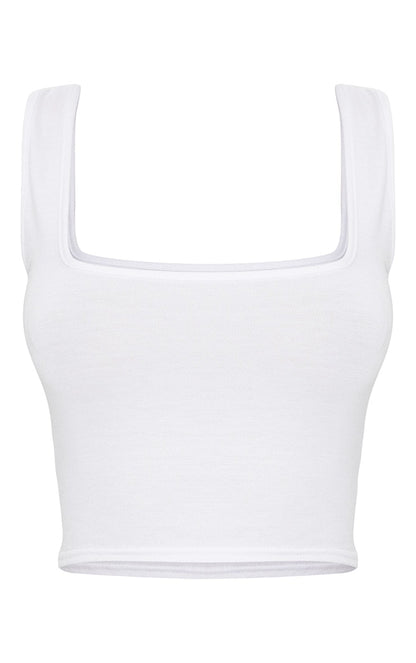 Next Day Delivery Before 10 PM Essential White Square Neck Crop Vest