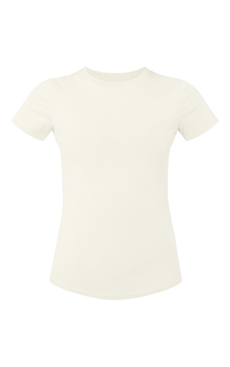 Next Day Delivery Before 10pm Basic White Cotton Blend Fitted Crew Neck T Shirt