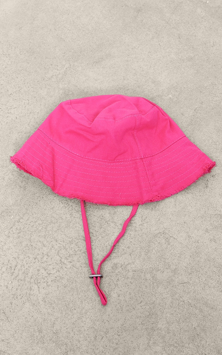 Next Day Delivery Before 10pm Pink Frayed Edge Toggle Bucket Hat