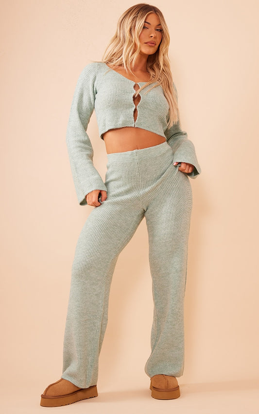 Sage Textured Knitted Trousers Next Day Delivery Before 10 pm