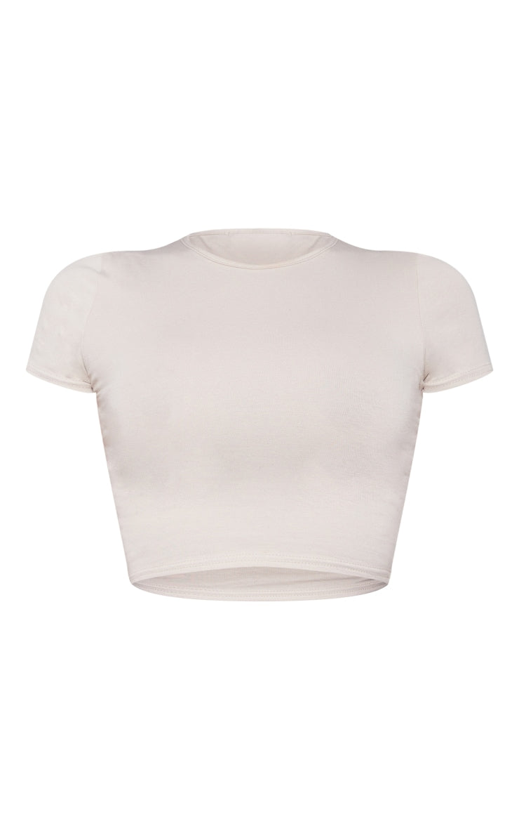 Next Day Delivery Before 10 PM Earthly Elegance: Natural Stone Cotton Short Sleeve Crop Top