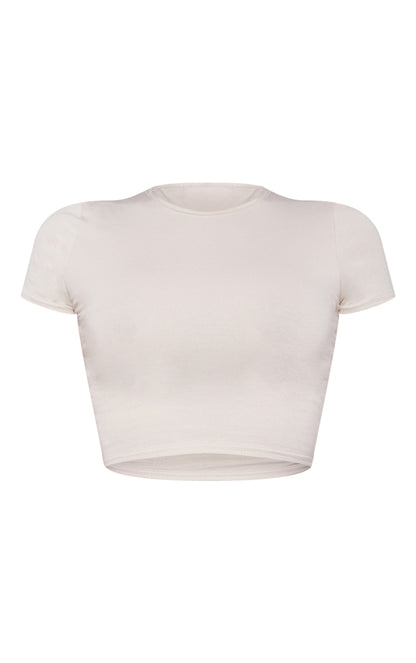 Next Day Delivery Before 10 PM Earthly Elegance: Natural Stone Cotton Short Sleeve Crop Top