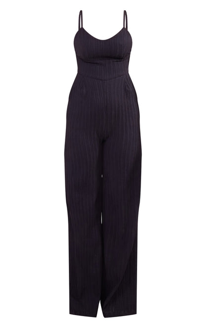 Next Day Delivery Before 10 PM Stone Strappy Textured Jumpsuit: Effortless and Chic Style