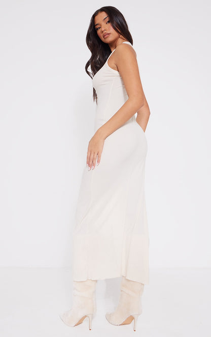 Next Day Delivery Before 10 PM Chocolate Fine Rib Racer Neck Maxi Dress