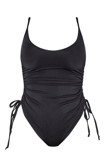 Next Day Delivery Before 10pm Shape Black High Rise Ruched Side Swimsuit