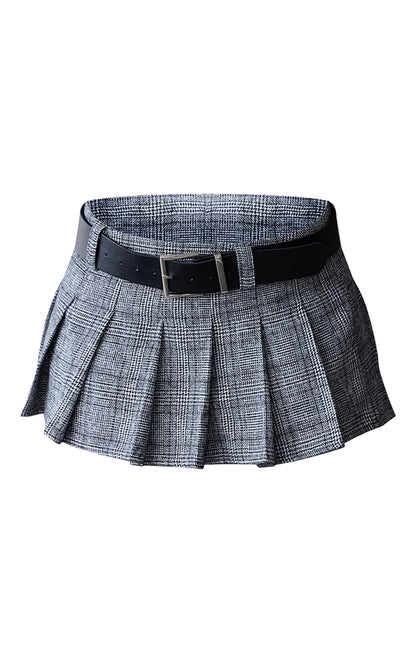 Brown Plaid Brushed Woven Belted Pleated Mini Skirt Next Day 10PM