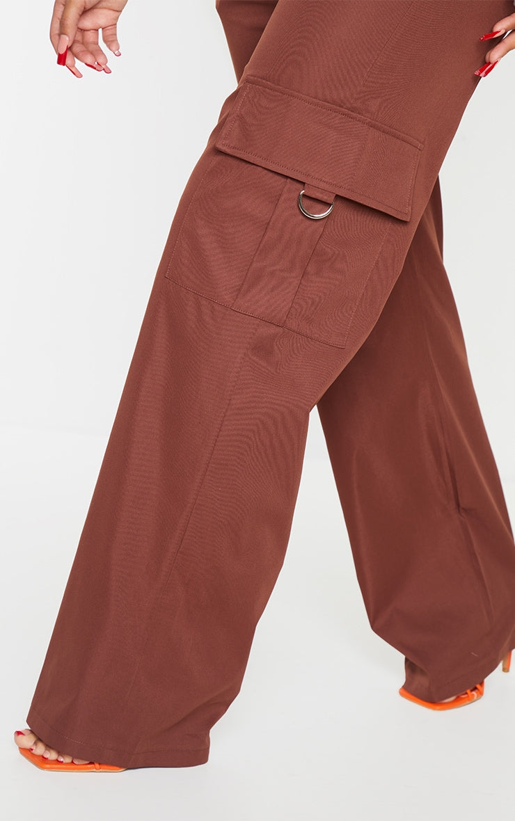 Next Day Delivery Before 10 pm  Shape Stone Buckle Detail Cargo Wide Leg Trousers