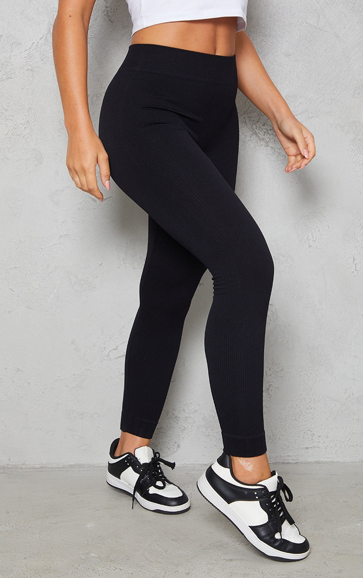 Next day delivery mon-fri 10pm Pale Grey  Structured Contour Rib Cuffed Detail Leggings