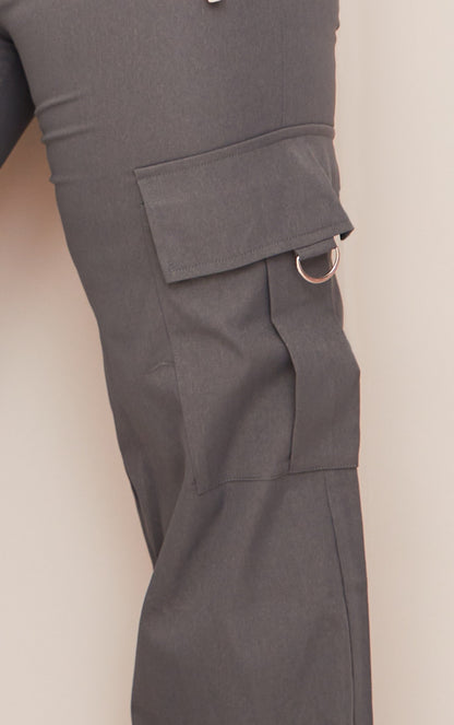 Next Day Delivery Before 10 pm  Shape Stone Buckle Detail Cargo Wide Leg Trousers