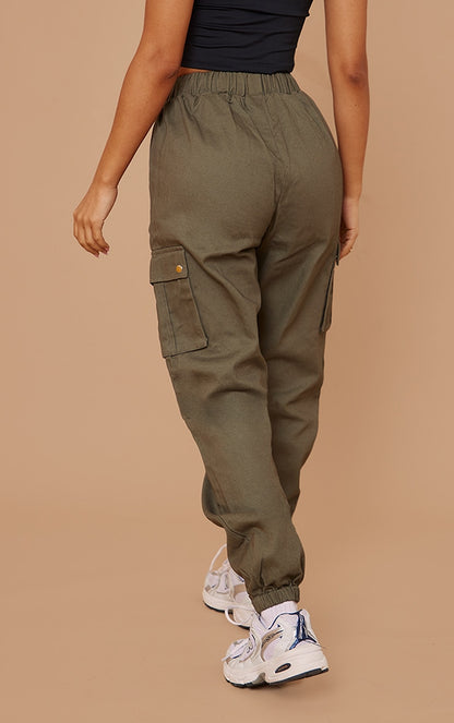 Next Day Delivery Before 10 pm  PETITE Khaki Cargo Trousers with Stylish Pocket Detail