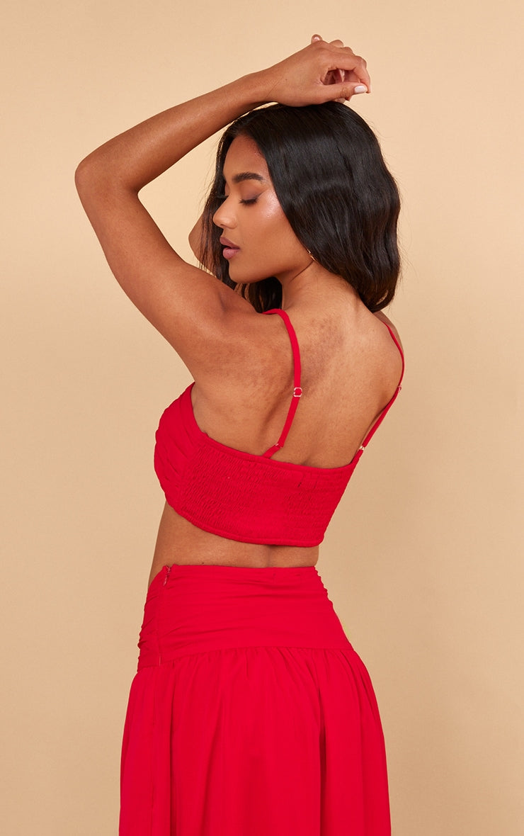 Next Day Delivery Before 10pm Red Ruched Front Halterneck Bralette