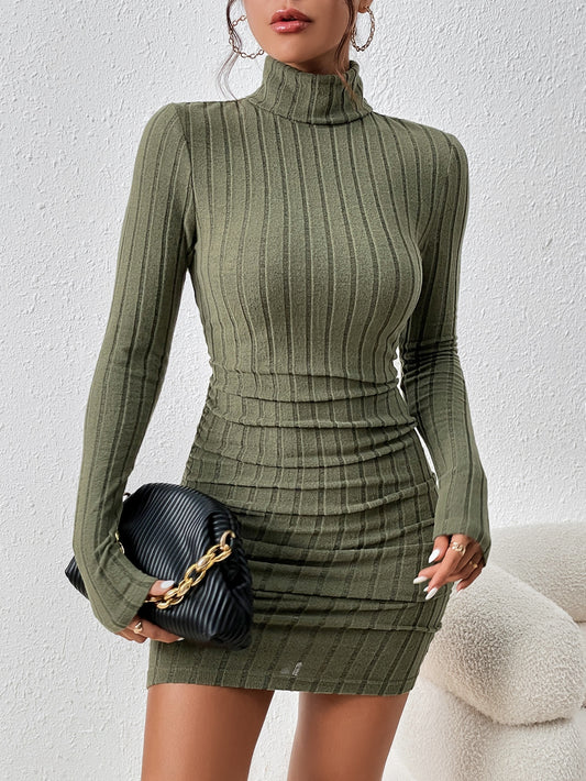 Frenchy Turtleneck Ruched Detail Bodycon Dress