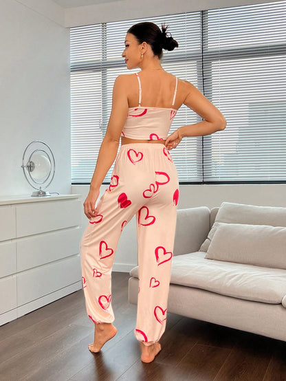 Lip Print Cami Top & Pants PJ Set