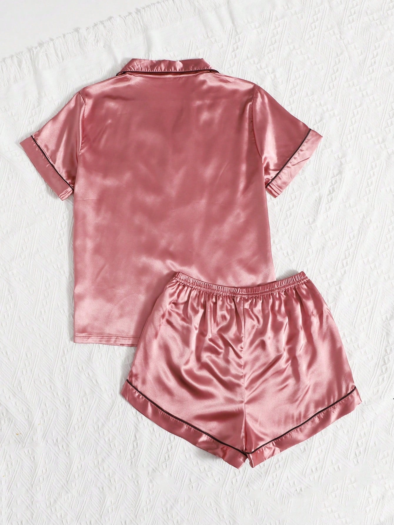 Contrast Binding Satin PJ Set