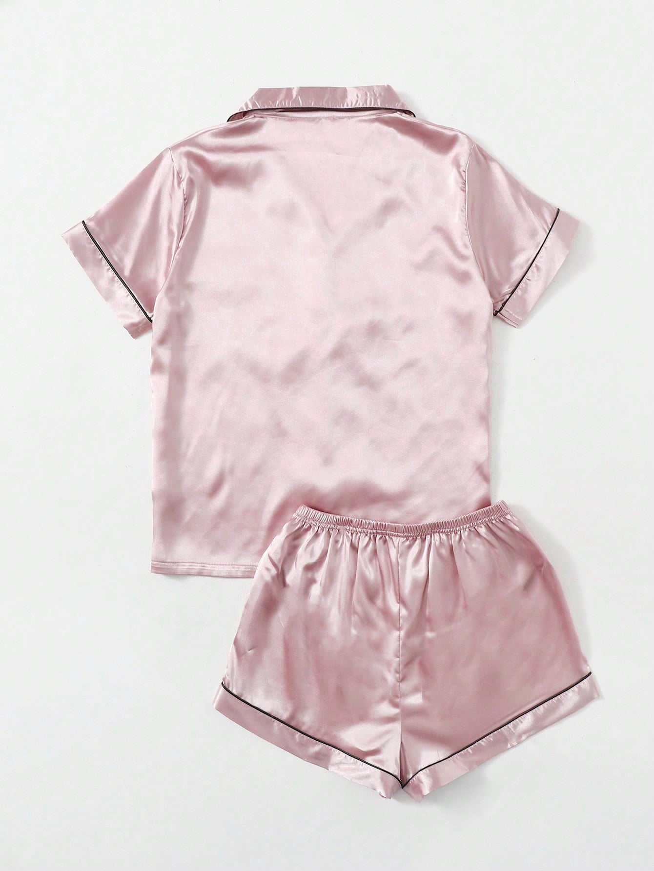 Contrast Binding Satin PJ Set