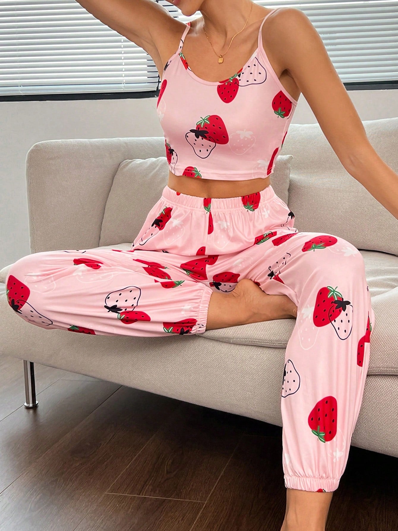 Lip Print Cami Top & Pants PJ Set