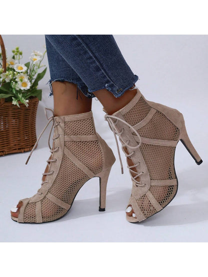 Women's High Heel Mesh Shoes, Elegant, Fashionable For Business And Party Wear