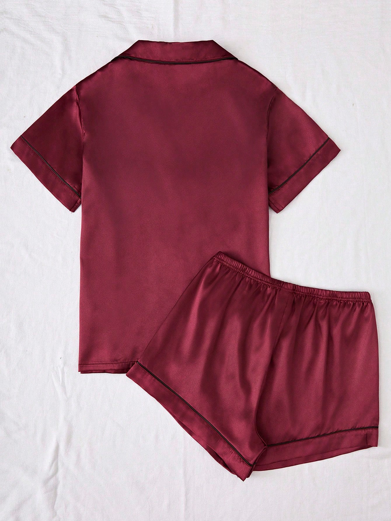 Contrast Binding Satin PJ Set