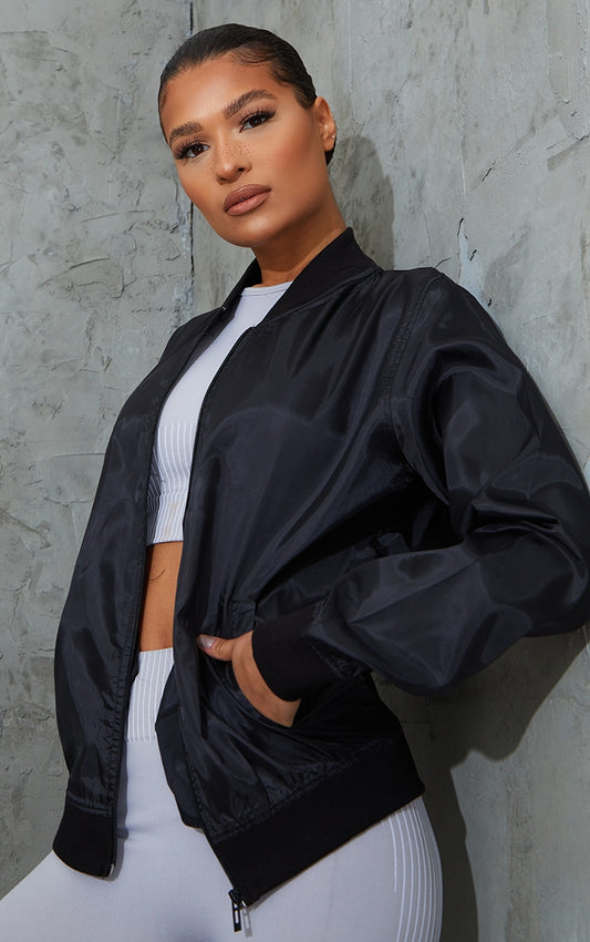 Essential Black Lightweight Bomber Jacket