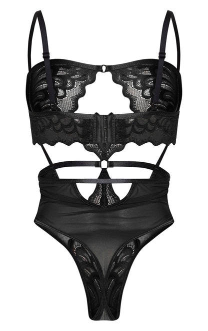 Black Underwired Cut Out Lace Body