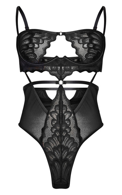 Black Underwired Cut Out Lace Body